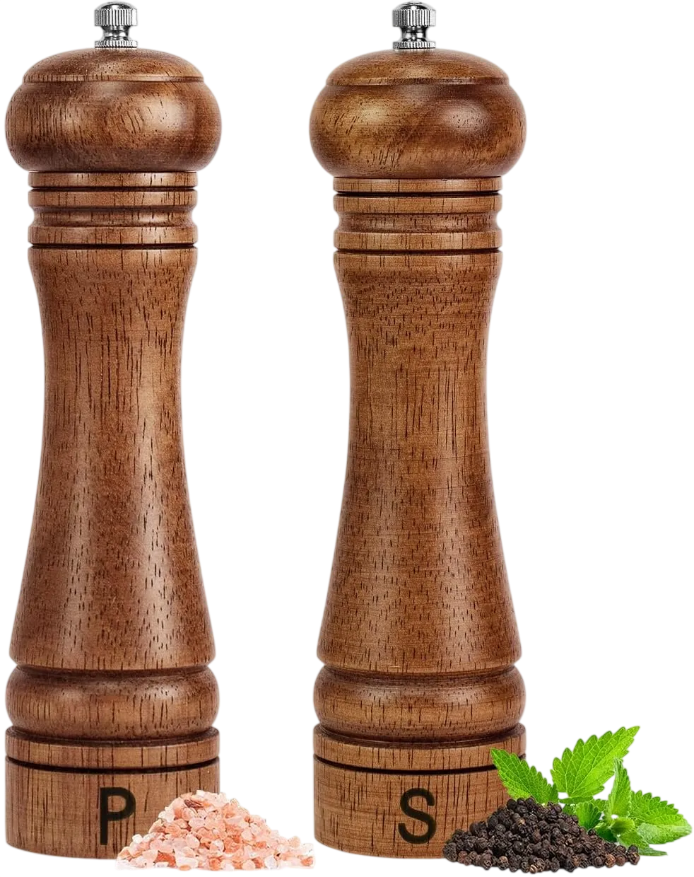 Solid Oak 8″ Set — Haomacro salt and pepper grinder