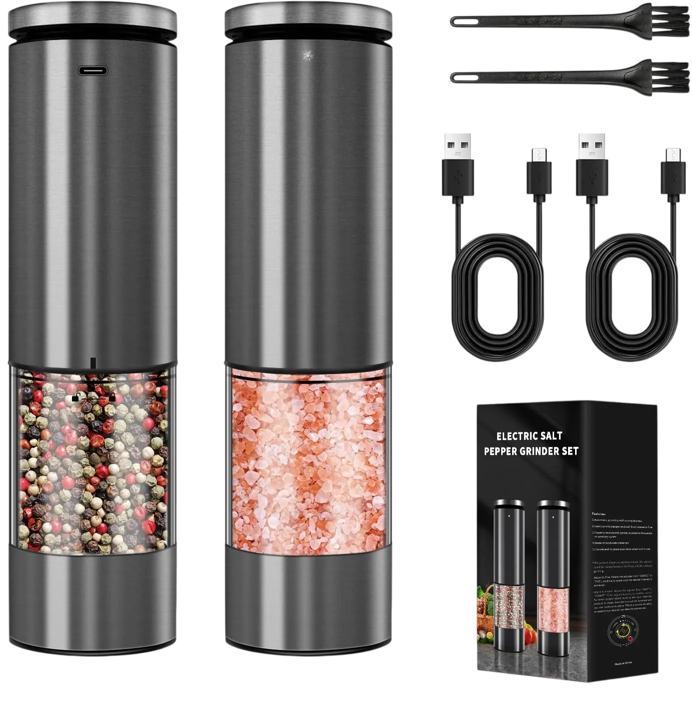 Electric Stainless Set — Haomacro salt and pepper grinder